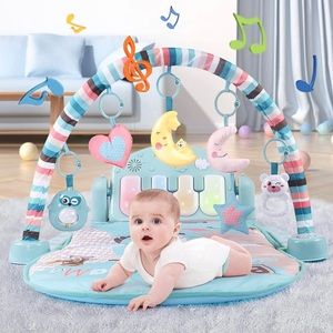 TEMI Baby Gym Toys Activity Play Mat, Kick and Play Piano Gym Center with Music